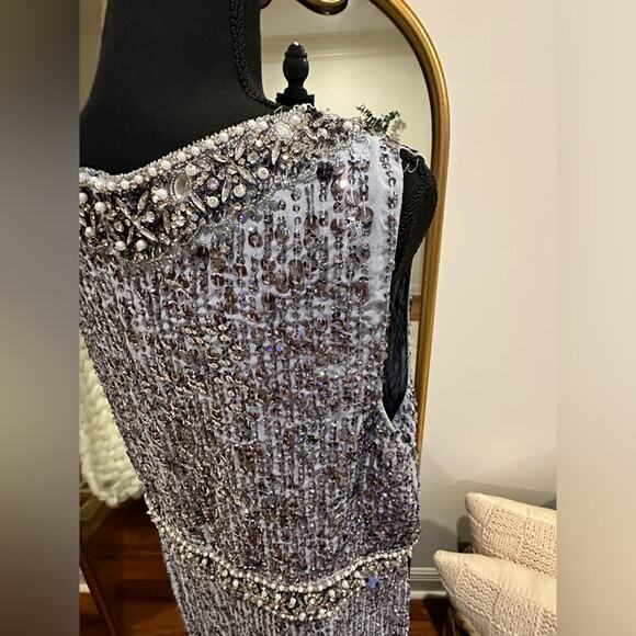 Mac Duggal 10739 - Sleeveless Linear Sequin Cocktail Dress - Picture 11 of 15